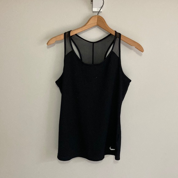 Women’s Nike Dri-fit ribbed mesh back tank top, black, size medium - Picture 1 of 8